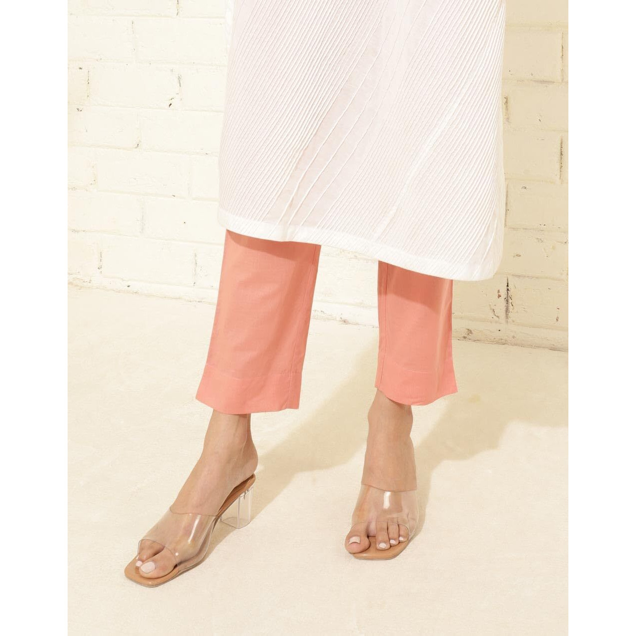 Fabindia Women's Regular Casual Pants (2124217Coral_Coral