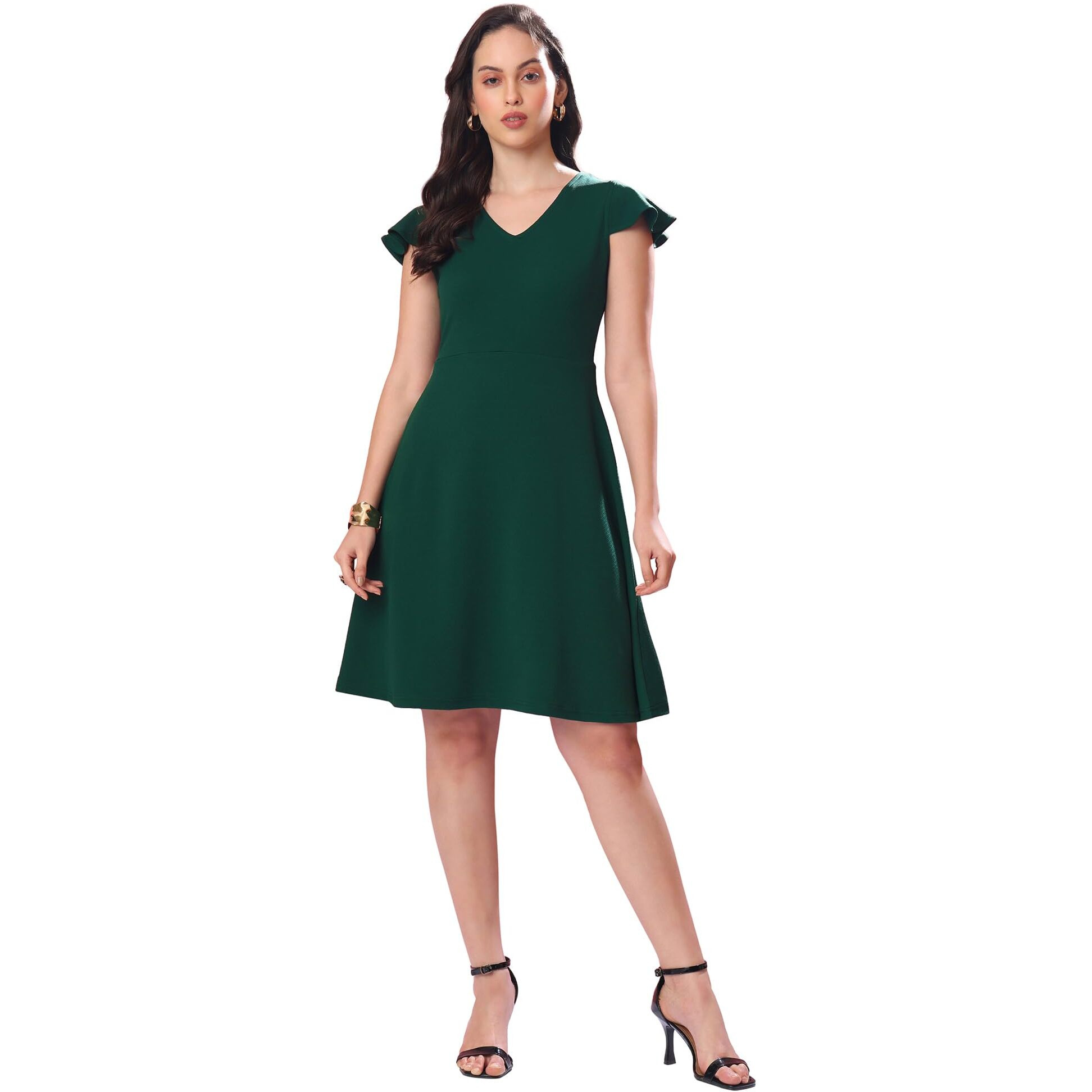 Purvaja Womens Fit & Flare Mini Dress (Bely-022_Green_Xx-Large)