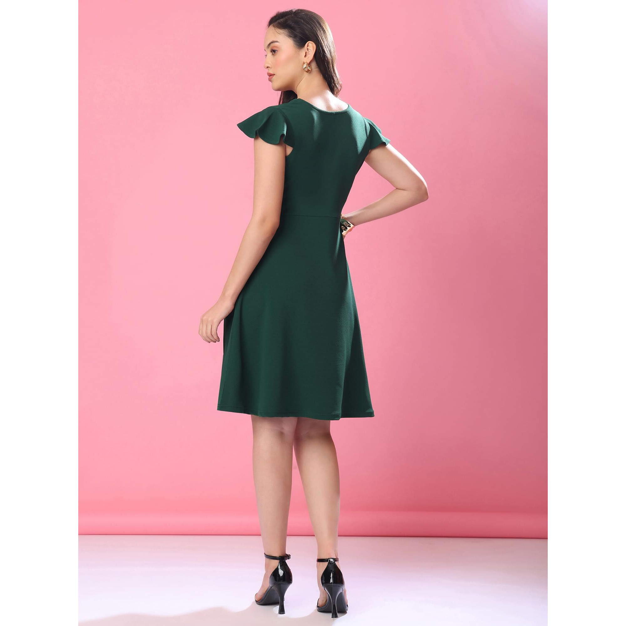 Purvaja Womens Fit & Flare Mini Dress (Bely-022_Green_Xx-Large)