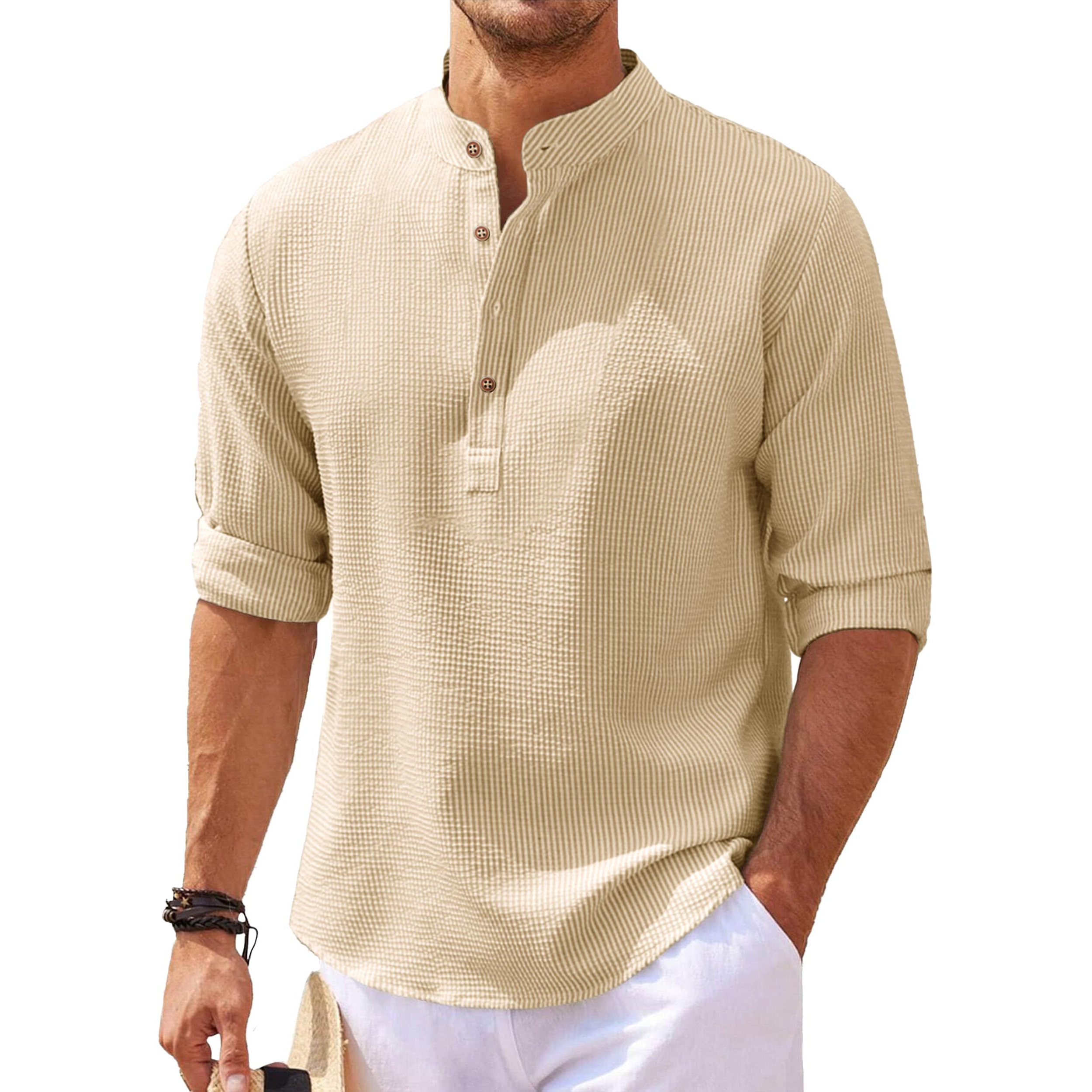 Noble Monk Men's Regular Fit Textered Kurta | Henley Neck | Full Sleeves | Casual Kurta For Men