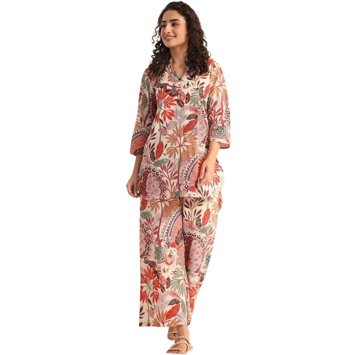 Dhruvi Trendz Womens Rayon Co-Ord Set Regular Fit Casual (Dt-W1855&Tr912_Multicolor_2Xl)