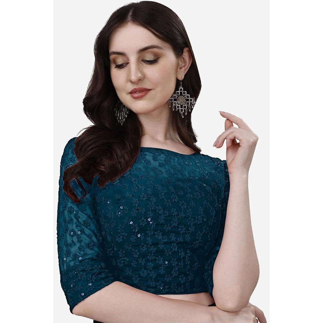 Pujia Mills Blouse For Women Blouse Readymade Stylish Design Blouses For Women Readymade Blouse For Women Stylish Fancy Blouse Stitched Blouse For Women Saree Blouse Sky Blue Blouse Readymade
