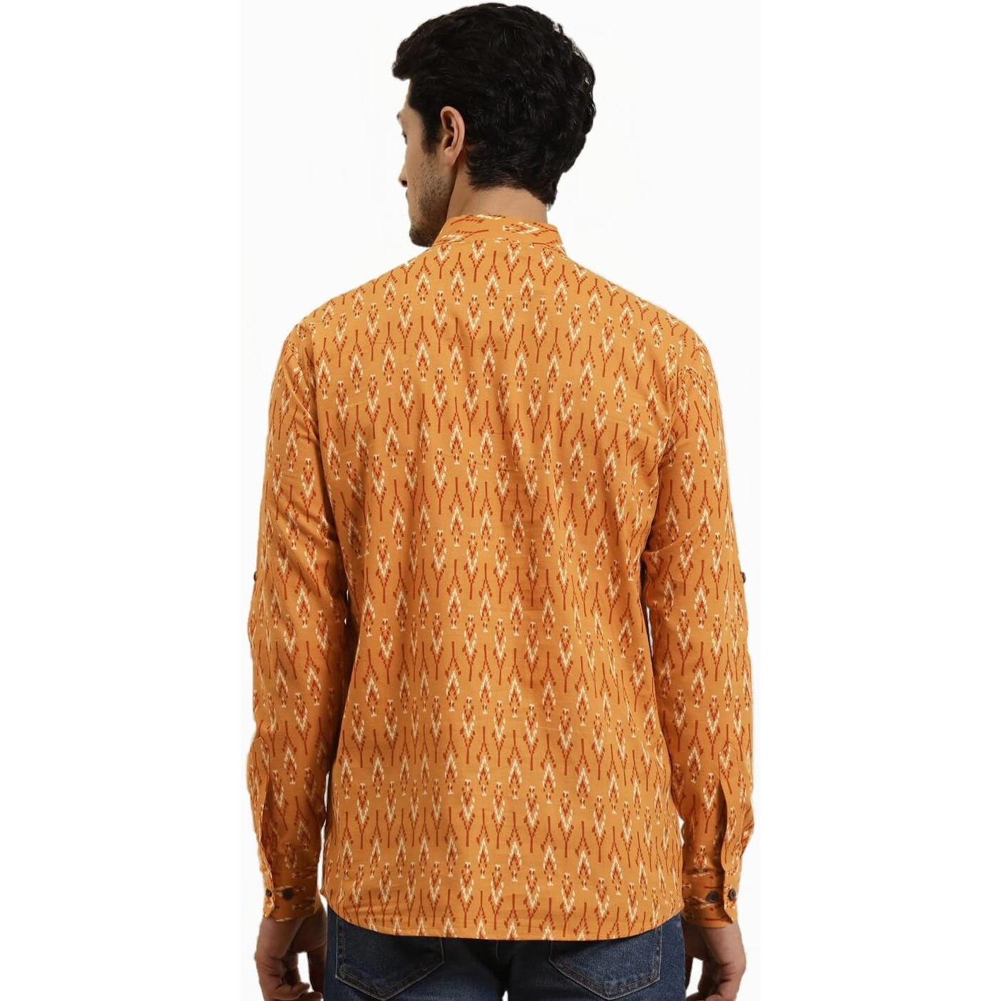 Sojanya (Since 1958 Men's Cotton Mustard Printed Only Short Kurta