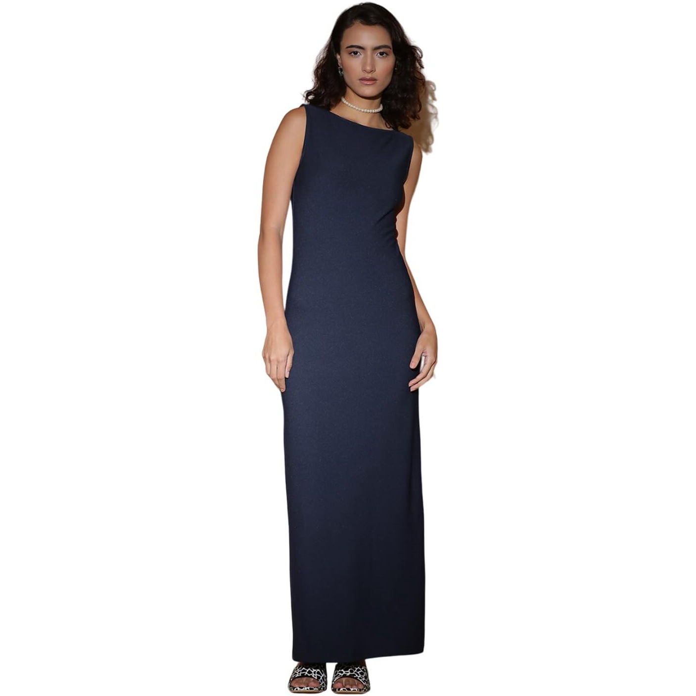 Kotty Women's Boat Neck Maxi Dress(Blue,S)
