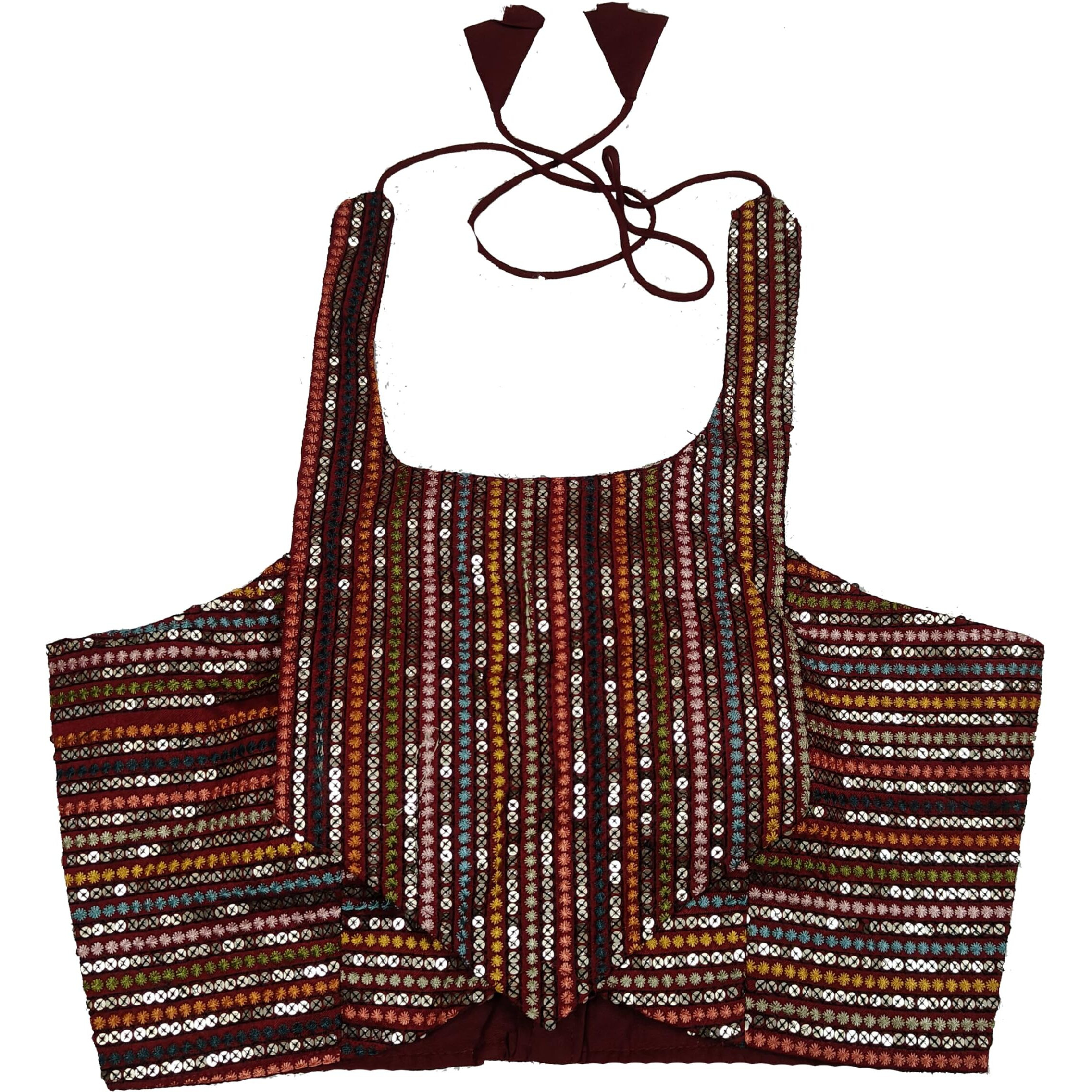 Pujia Mills Women's Eimo Silk Sequins Sleeveless Regular Blouse (Pm B1006 Parent_Maroon 42)