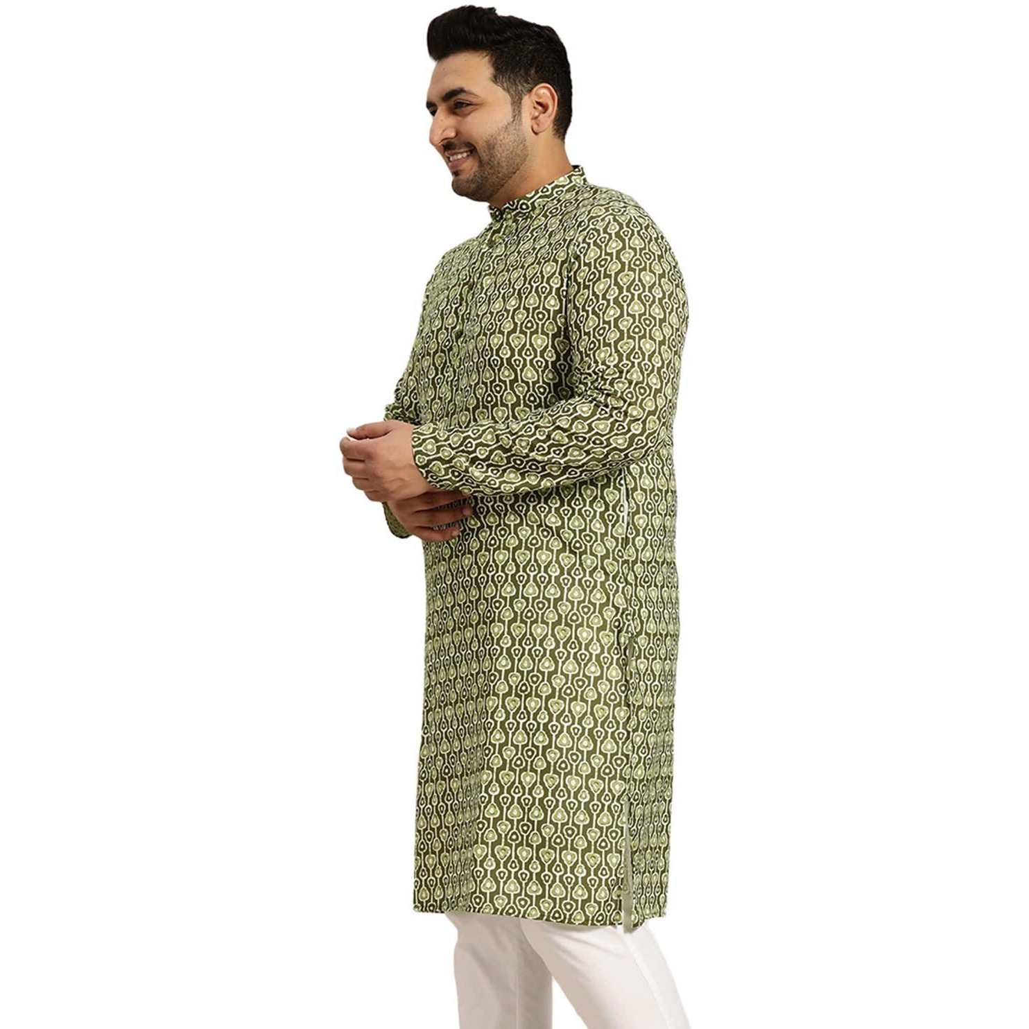 Sojanya Plus (Since 1958) Men's Cotton Printed Only Long Kurta