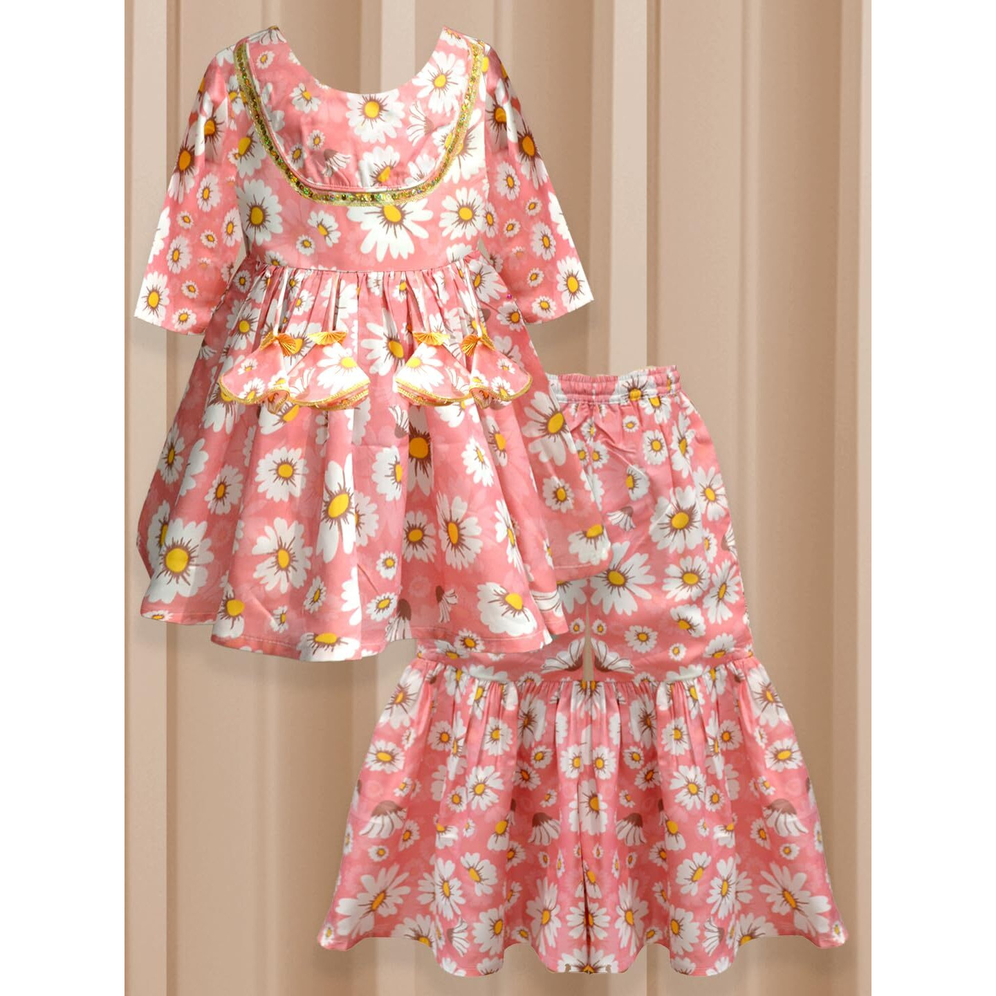 A.T.U.N. (All Things Uber Nice) A.T.U.N. Girls Ethnic Wear Sharara | Corel Printed Kurta With Sharara Set For Girls