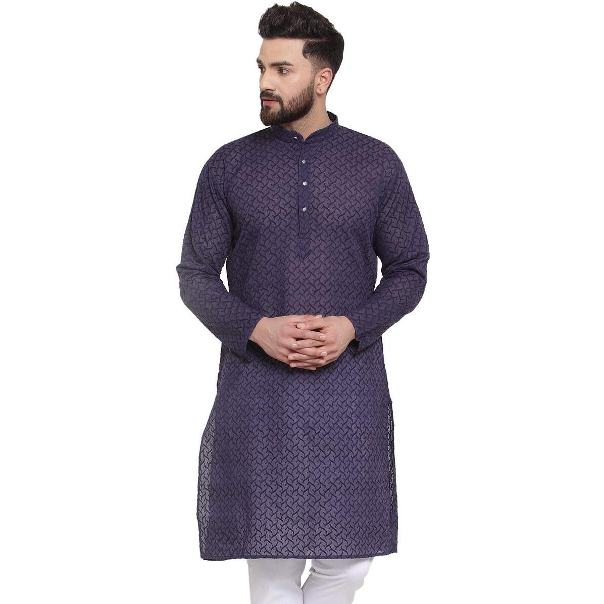 Jompers Men's Chicken Cotton Kurta. (Navy, M)
