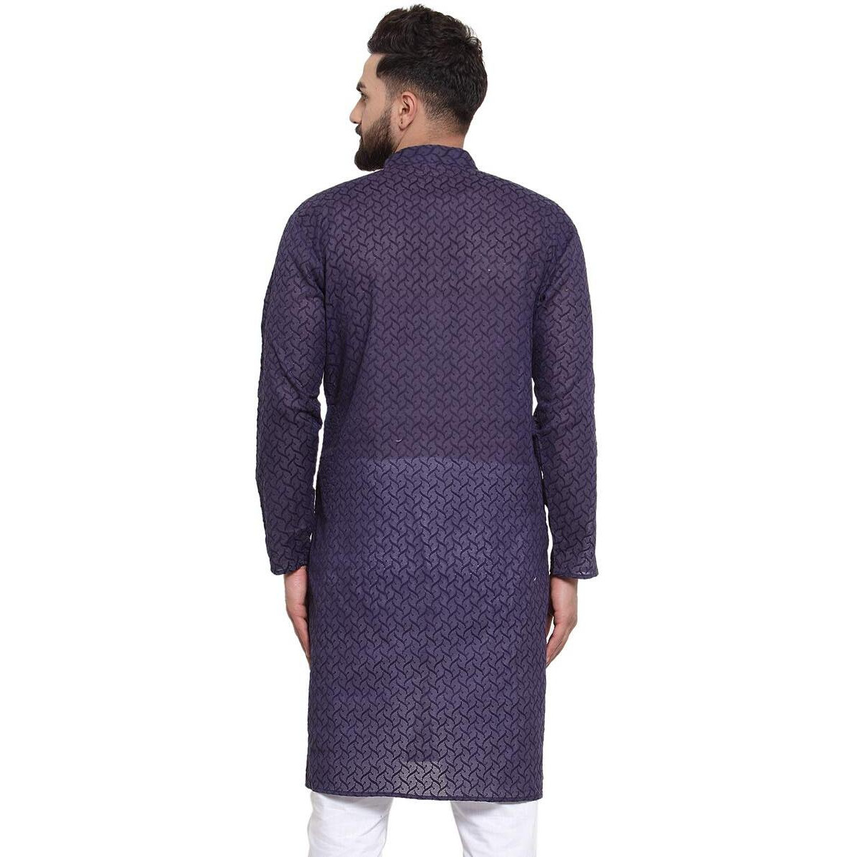Jompers Men's Chicken Cotton Kurta. (Navy, M)