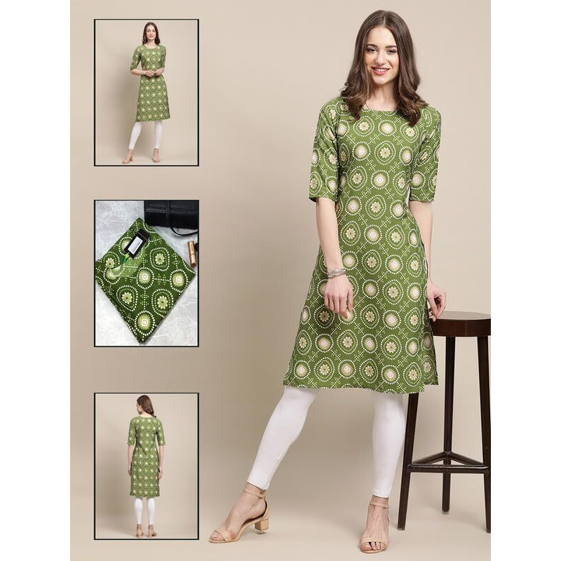Pinkmint Printed Kurti For Women's Ll Straight Kurtis For Women's Ll Stylished Kurti (Pack Of 6)