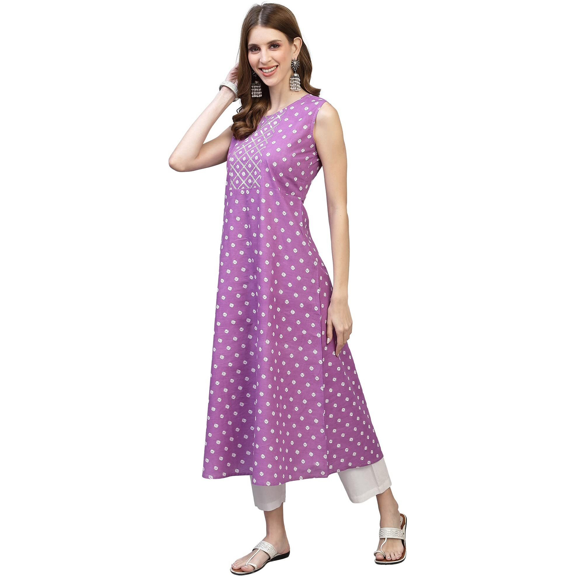 Stylum Women's Rayon A Line Kurta With Dupatta (Purplekawa42_Purple, Xl)