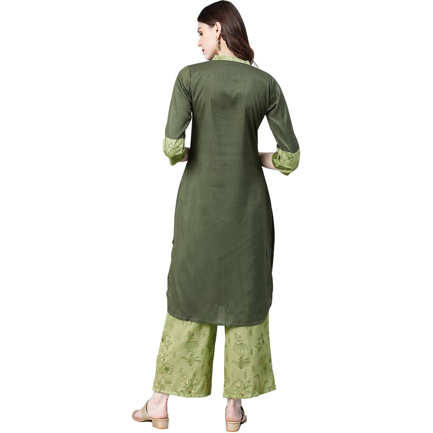 Ziyaa Women's Art Silk Straight Salwar Suit Set (Zikups2865Andpl-S_Green_Small)
