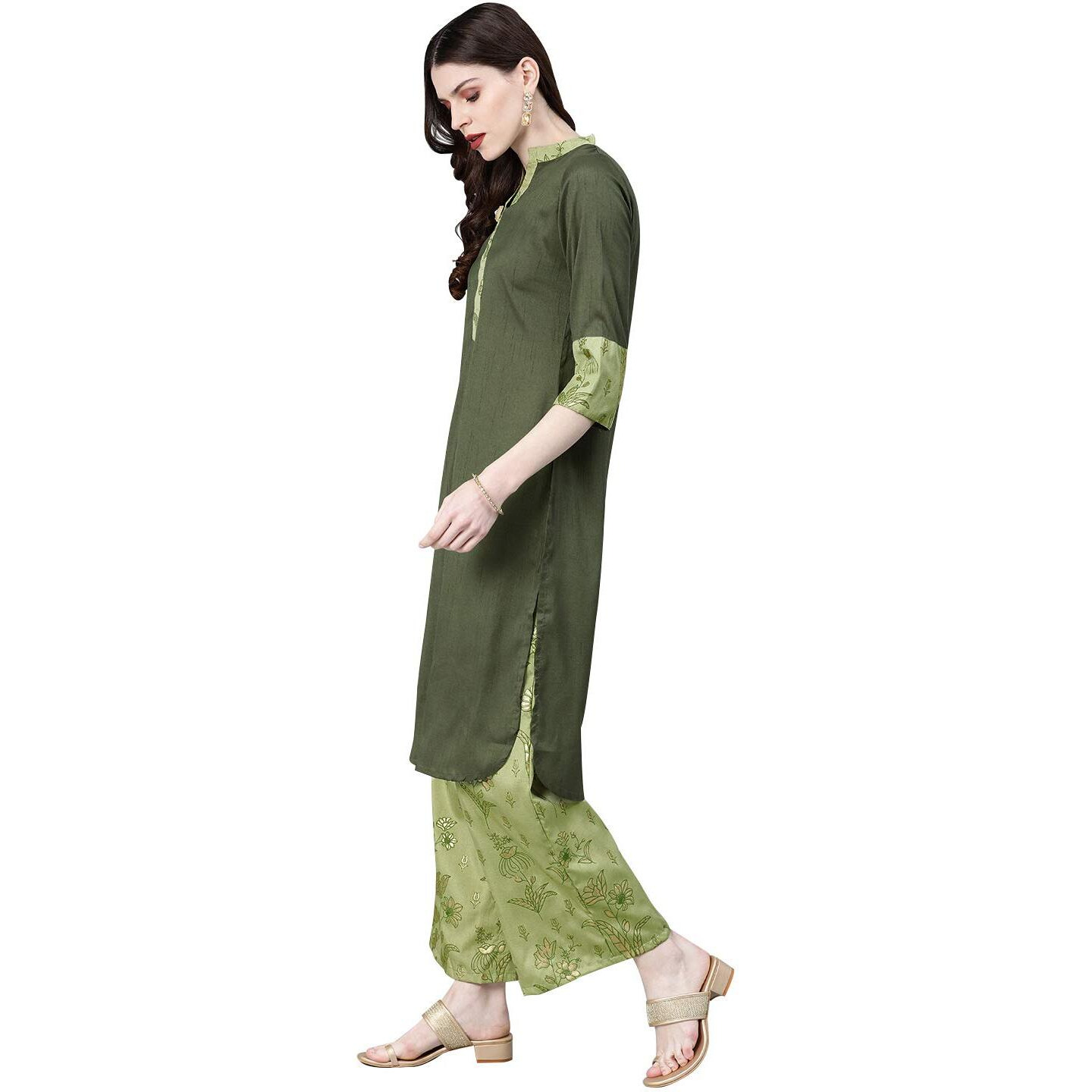 Ziyaa Women's Art Silk Straight Salwar Suit Set (Zikups2865Andpl-S_Green_Small)