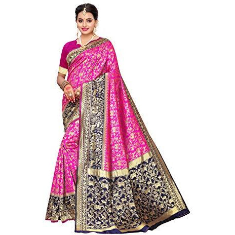Satrani Silk With Blouse Piece Saree (1319St101_Pink_One Size)