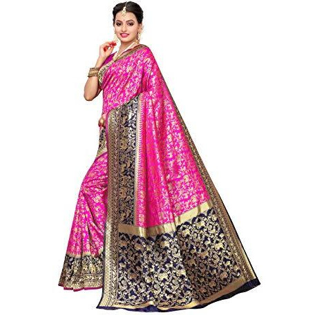 Satrani Silk With Blouse Piece Saree (1319St101_Pink_One Size)