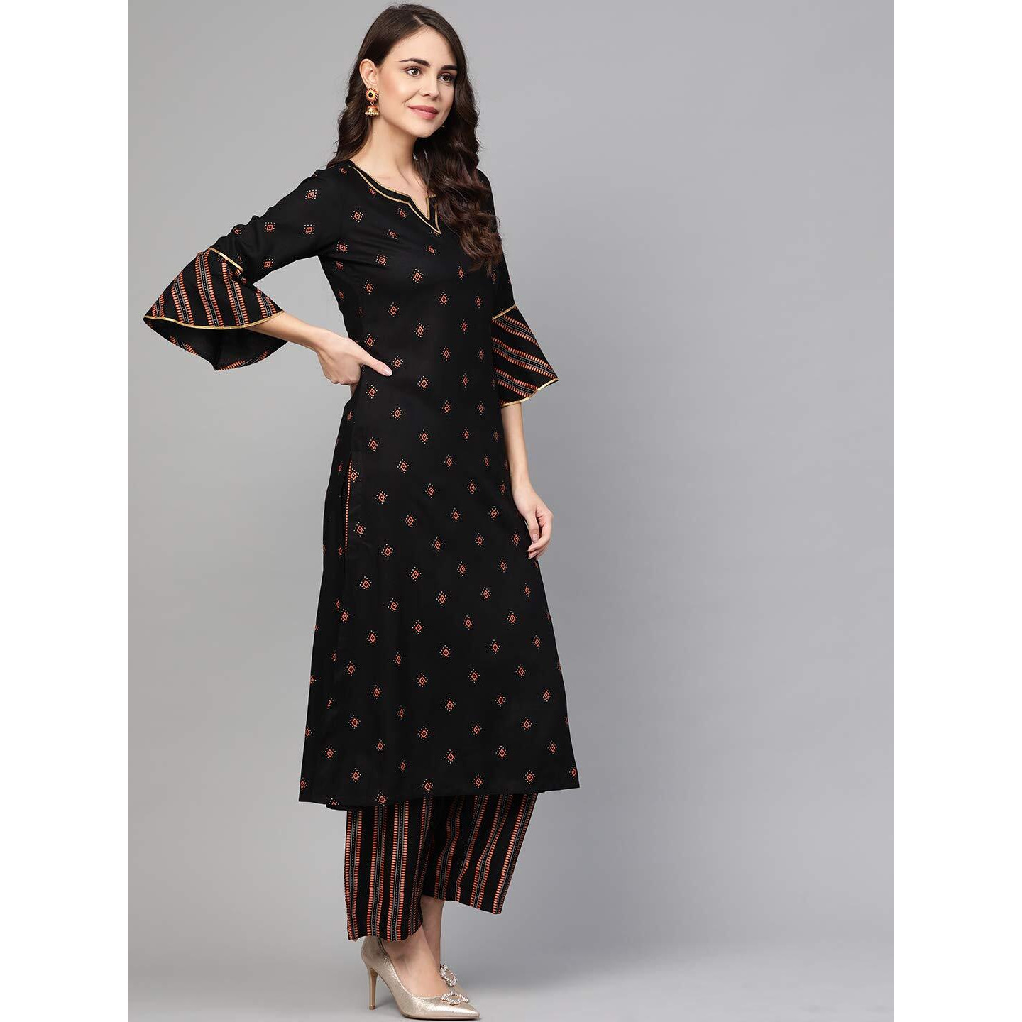Idalia Black Gold Printed Kurta Set