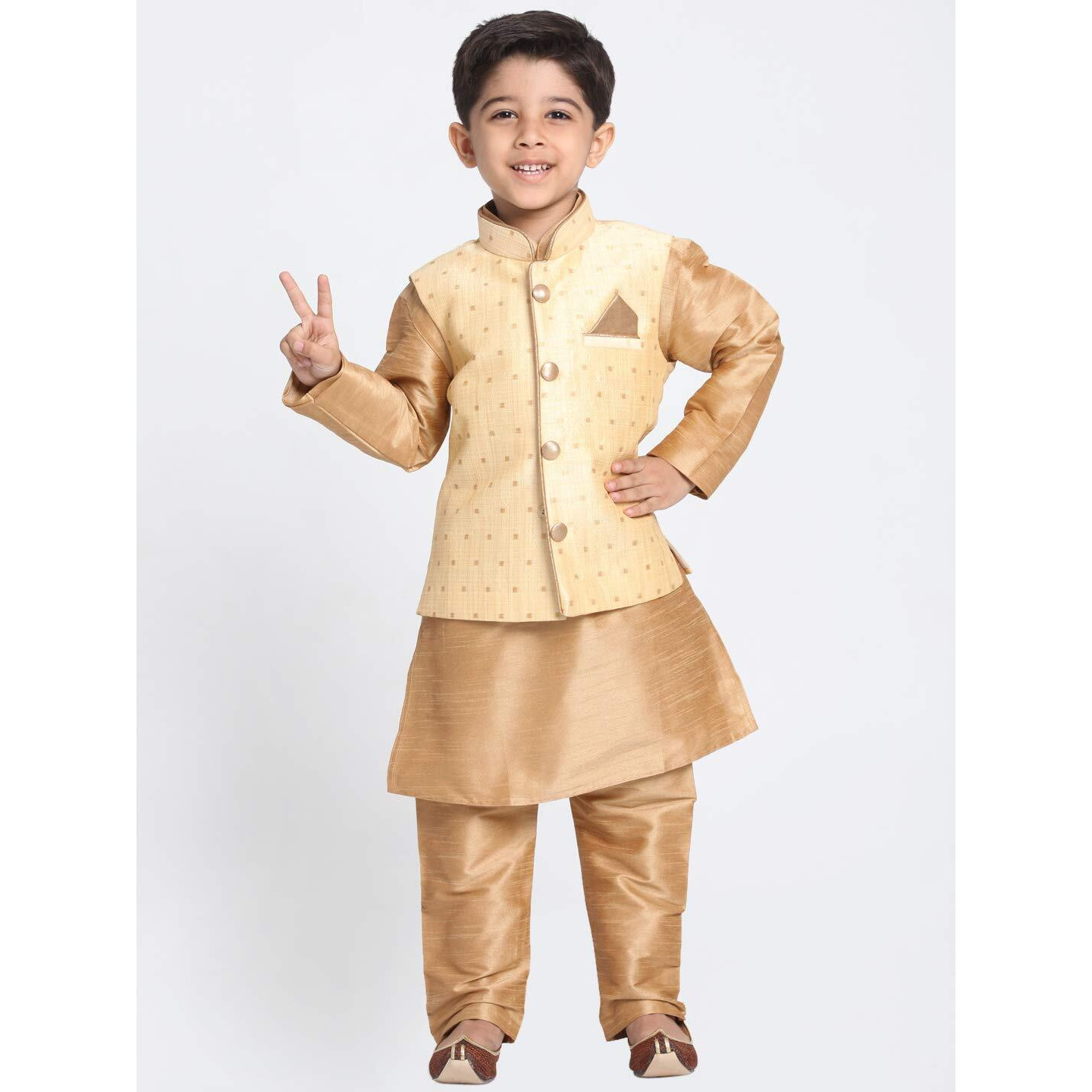 Jbn Creation Vastramay Baby Boy's Cotton Silk Blend Nehru Modi Jacket Kurta And Pyjama Set_Vasnbj009Gonbkrg001Nprg_18