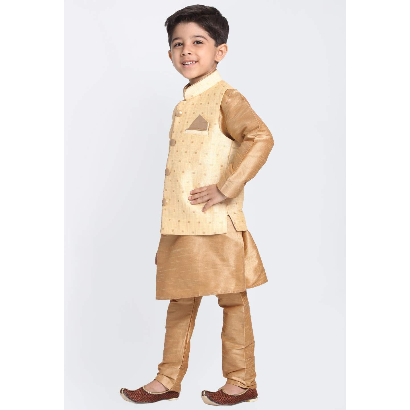 Jbn Creation Vastramay Baby Boy's Cotton Silk Blend Nehru Modi Jacket Kurta And Pyjama Set_Vasnbj009Gonbkrg001Nprg_18