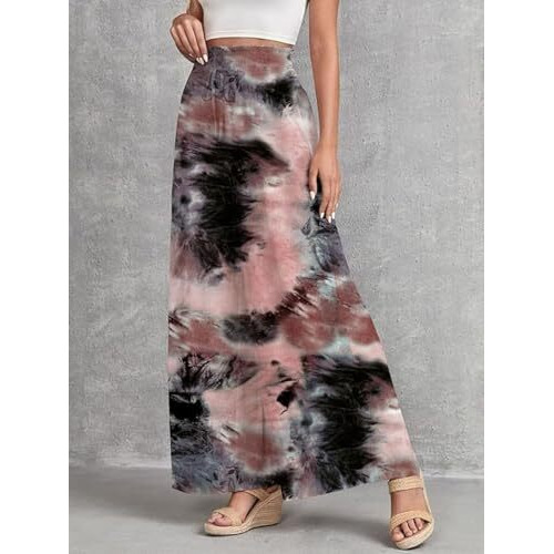 Leriya Fashion Women's Tie-Dye Loose Fit Flared Wide Leg Palazzo Pants | Relaxed Pants | Loose Bottom (X-Small, Brown)