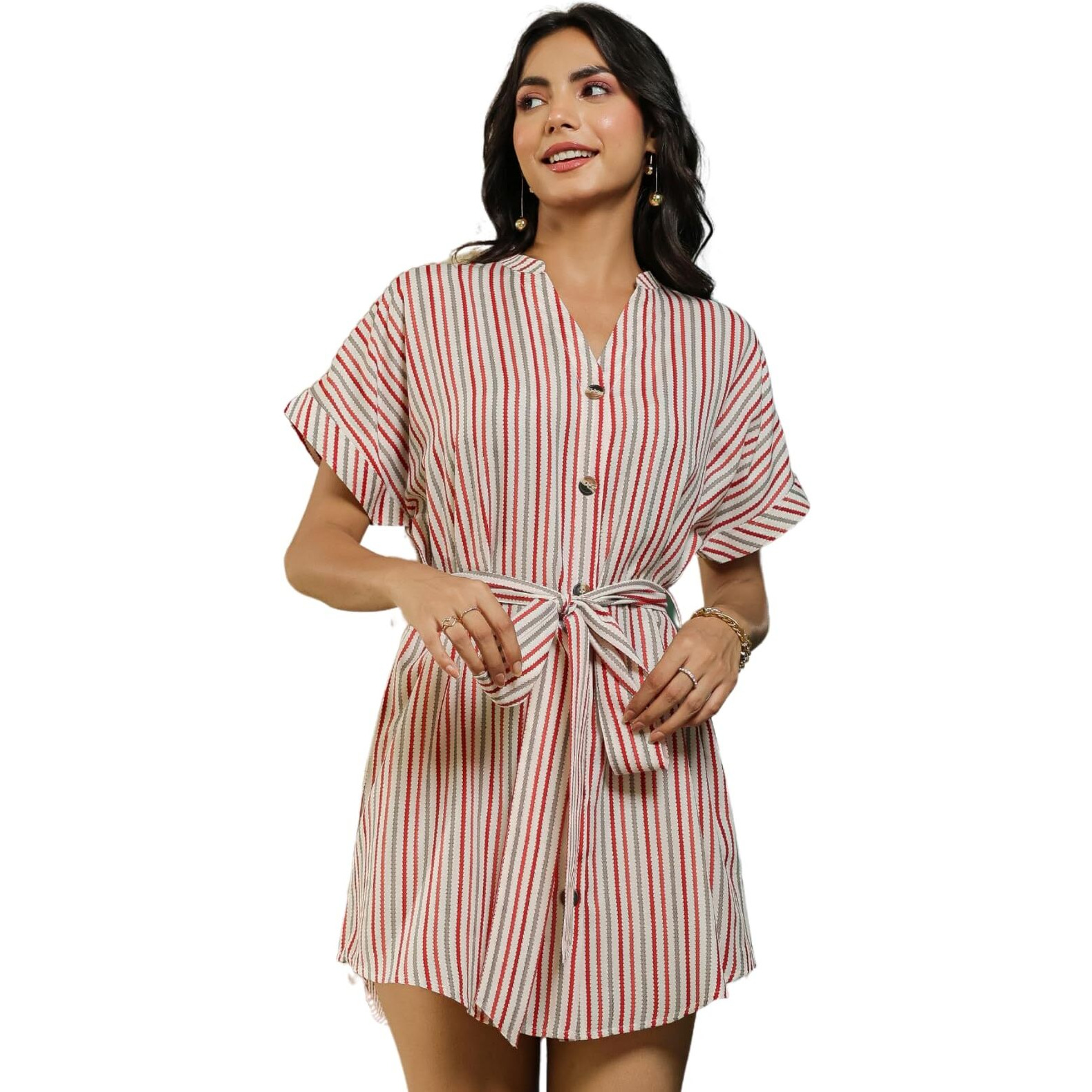 Greciilooks Rayon Mid-Thigh Length One Piece Maxi Bodycon Dresses Midi Dress For Women (Gl-Wd1224_Red