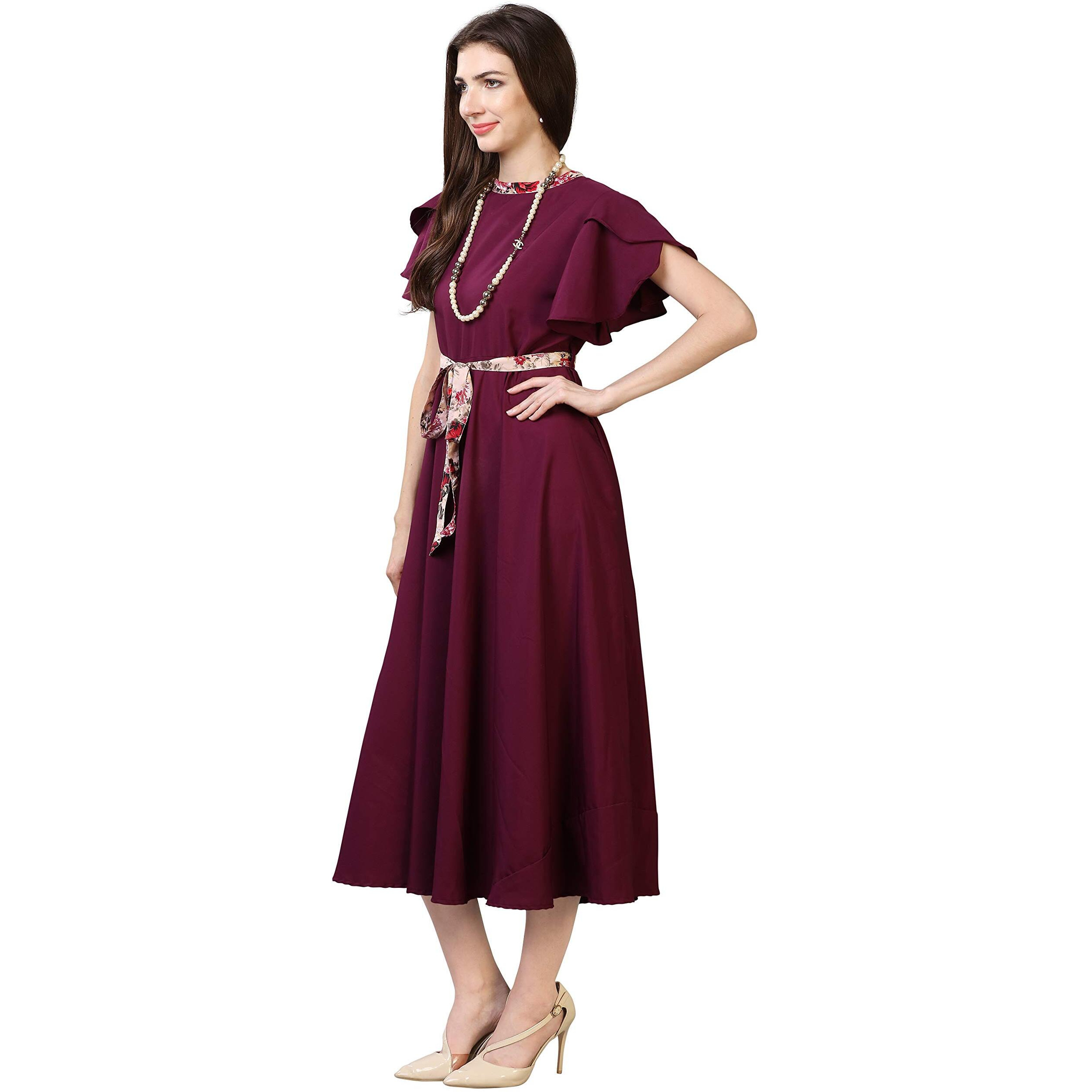Oomph Women's Western & Fusion Wear Midi Dresses For Women, Beach, Purple - Md69
