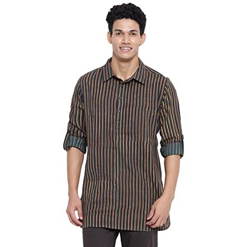 Fabindia Men Cotton Printed Slim Fit 2Pc Set Green_S