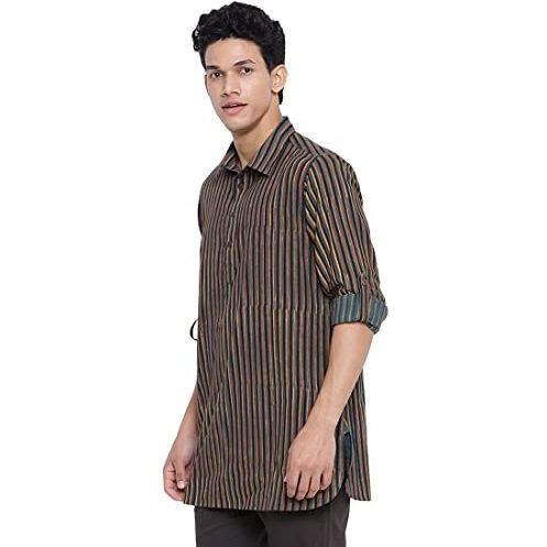Fabindia Men Cotton Printed Slim Fit 2Pc Set Green_S
