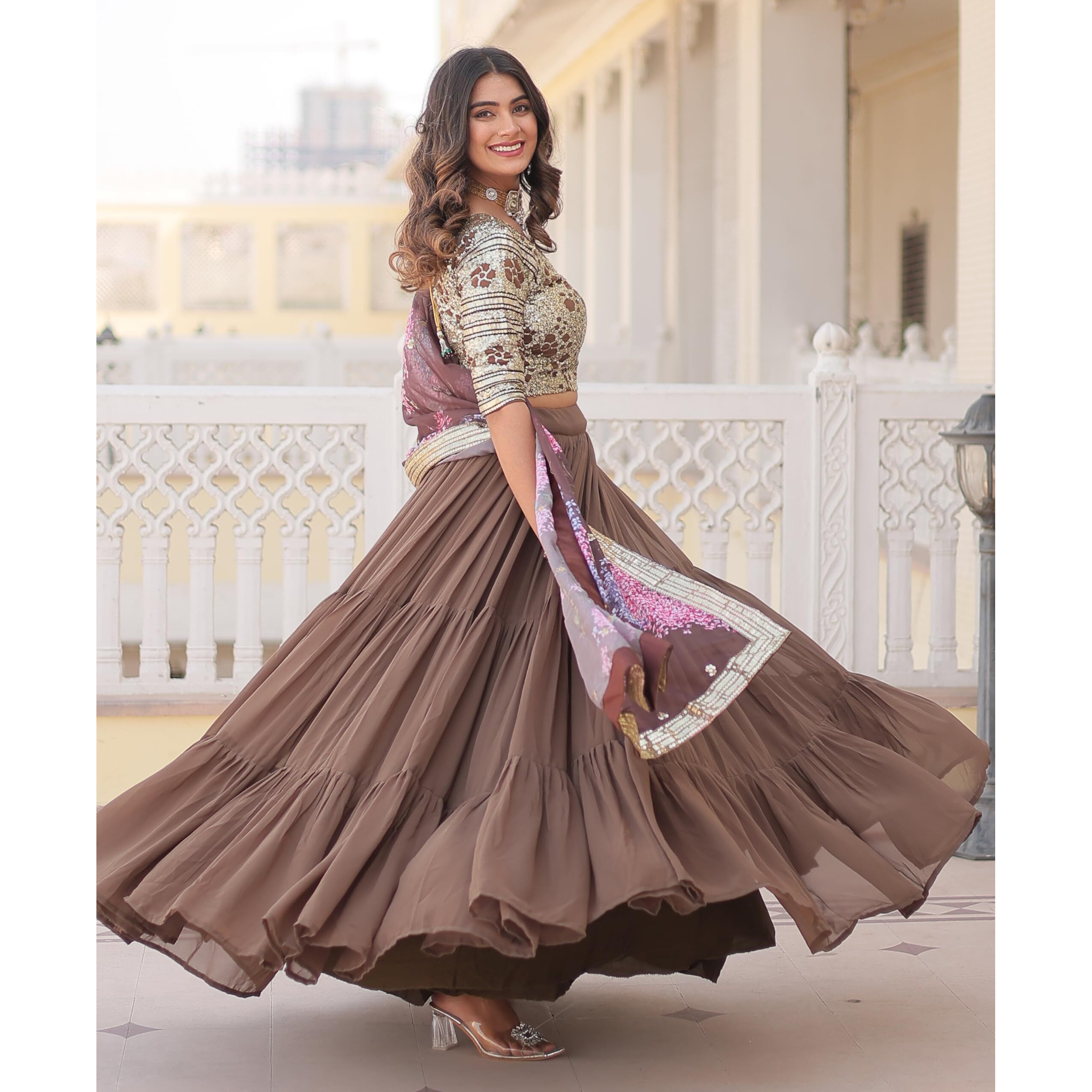 Fashion Basket Georgette Stiched Lehenga Set For Women
