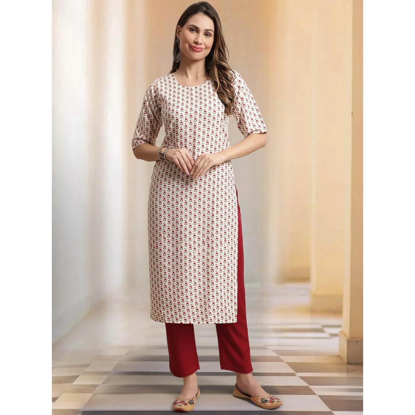Tee Projekt Printed Crepe Kurti & Pant Set For Women Festival Wear For Women
