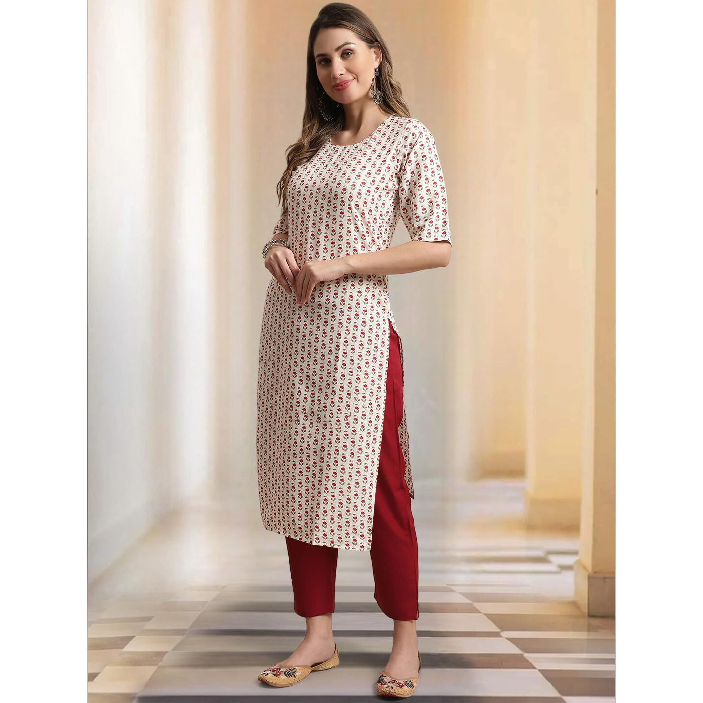 Tee Projekt Printed Crepe Kurti & Pant Set For Women Festival Wear For Women