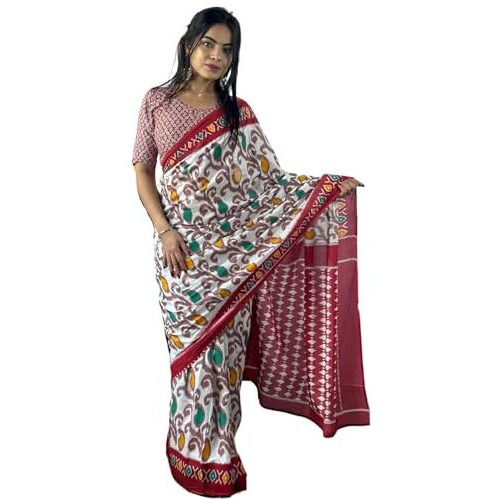 Shiv Textiles Womens Pure Cottoncasual Wear Saree (Smc-St-91-White)