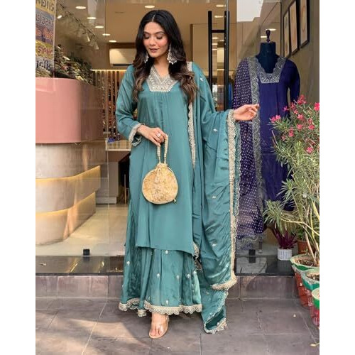Fashion Basket Silk Embroidered Kurta Set With Duptta For Women