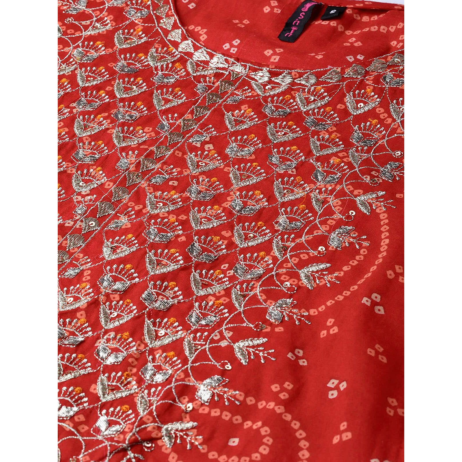 Ishin Women's Cotton Regular Kurta (Kprammp-956_M_Red_Medium)