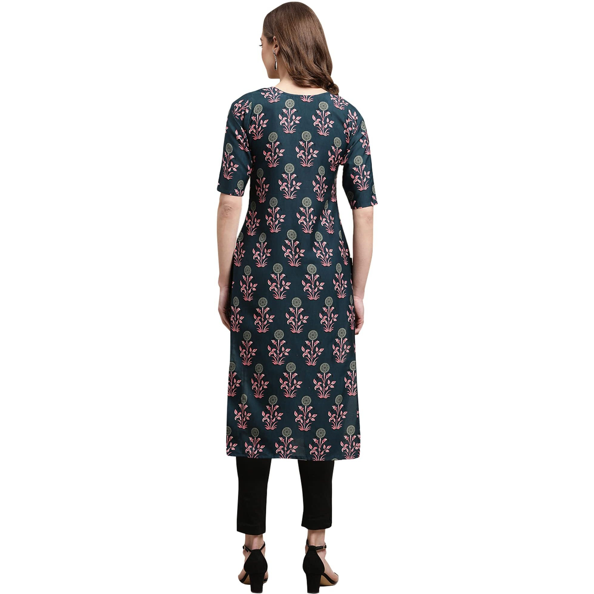 Pinkmint Women's Crepe Digital Print Straight Kurta(Pack Of 6)[Qv-332-335-329-353-334-365-S]