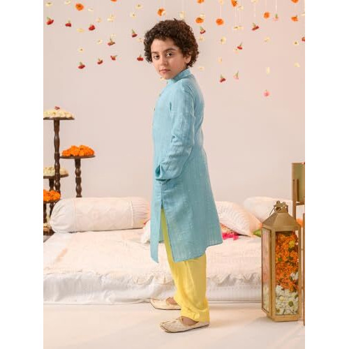 Pspeaches Boys Ethnic Motifs Printed Regular Pure Cotton Kurta With Pyjamas