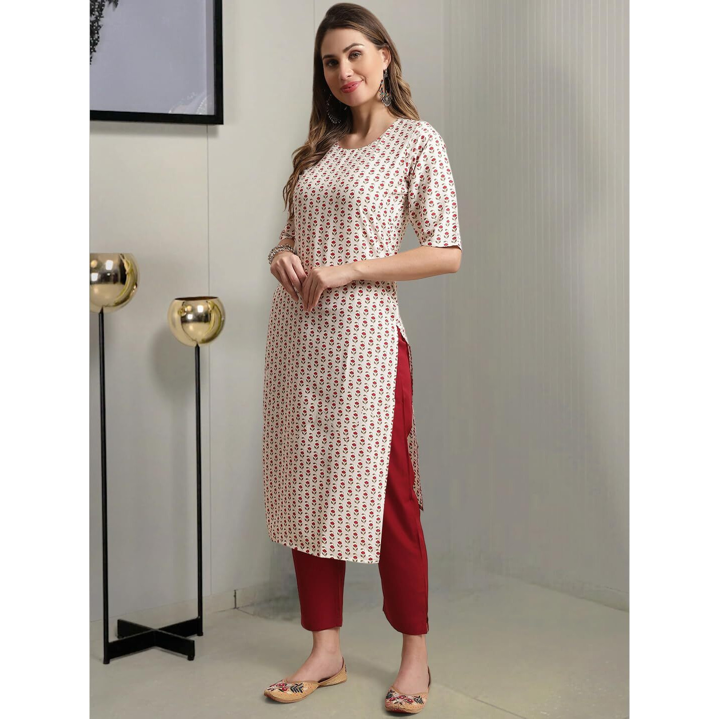 Tee Projekt Crepe Printed Kurta & Pant Set For Women Ethnic Wear Casual Wear Kurta Set