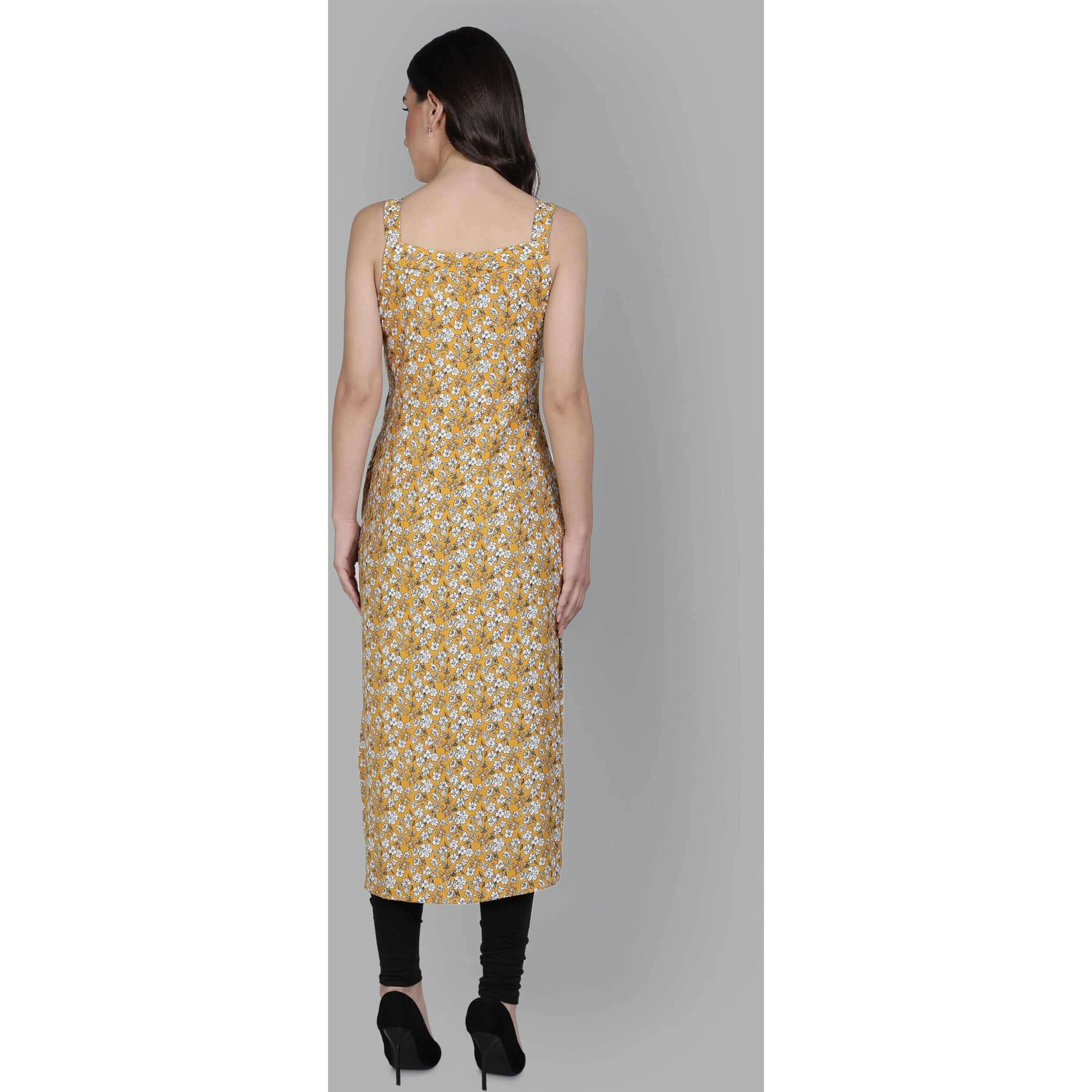 Patlani Women's Crepe Full Stitched Kurti. Yellow