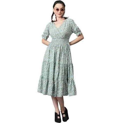 Kotty Women's Fit And Flare Printed Multicolor Dress