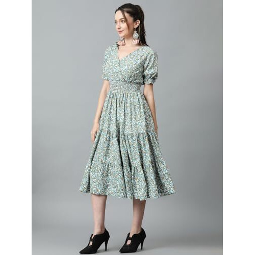 Kotty Women's Fit And Flare Printed Multicolor Dress