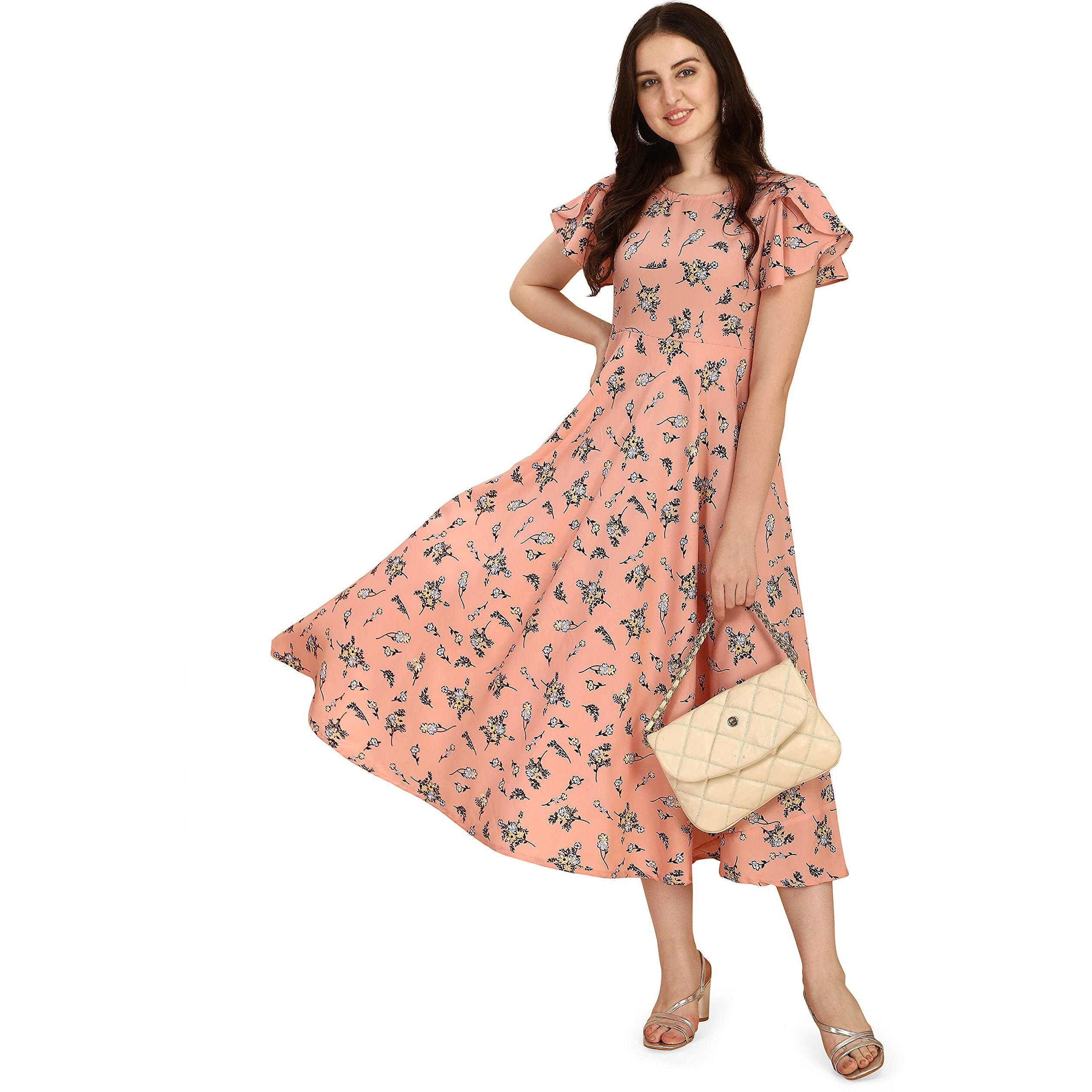 Oomph Women's Polyester A-Line Maxi Dress (Md52_Blush Pink 4_Xs)