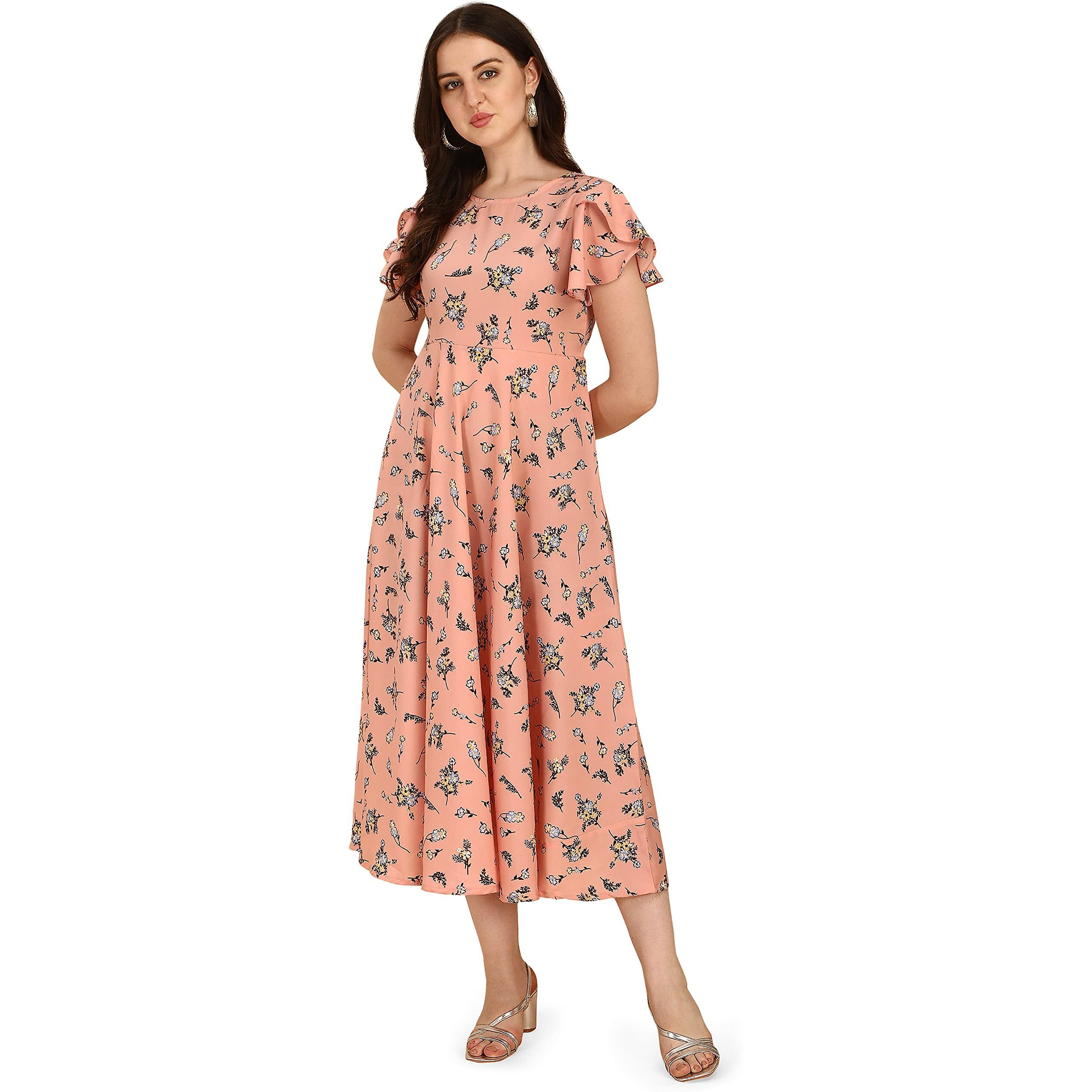 Oomph Women's Polyester A-Line Maxi Dress (Md52_Blush Pink 4_Xs)
