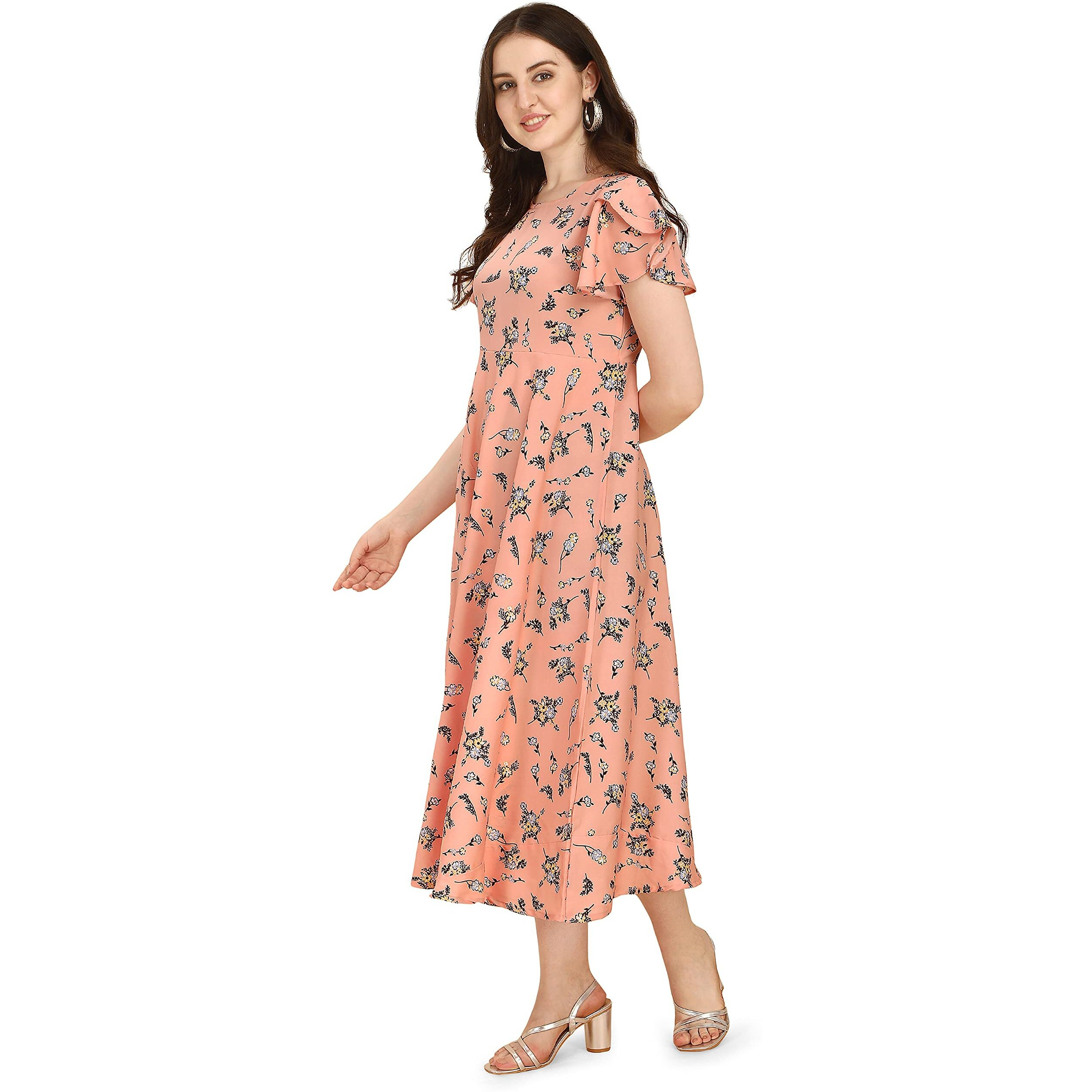 Oomph Women's Polyester A-Line Maxi Dress (Md52_Blush Pink 4_Xs)