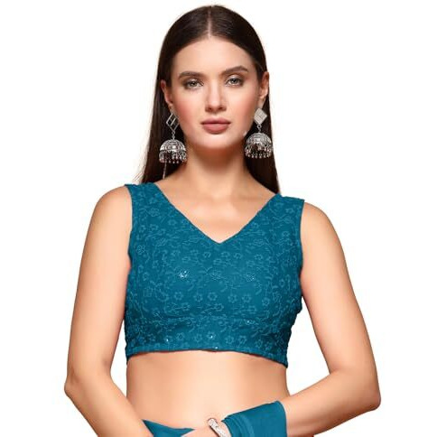 Oomph Readymade Blouse For Women, Cotton, Sleeveless, V-Neck, Rbbl613