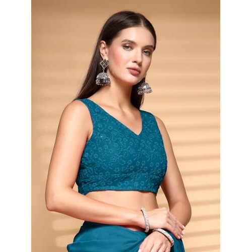 Oomph Readymade Blouse For Women, Cotton, Sleeveless, V-Neck, Rbbl613