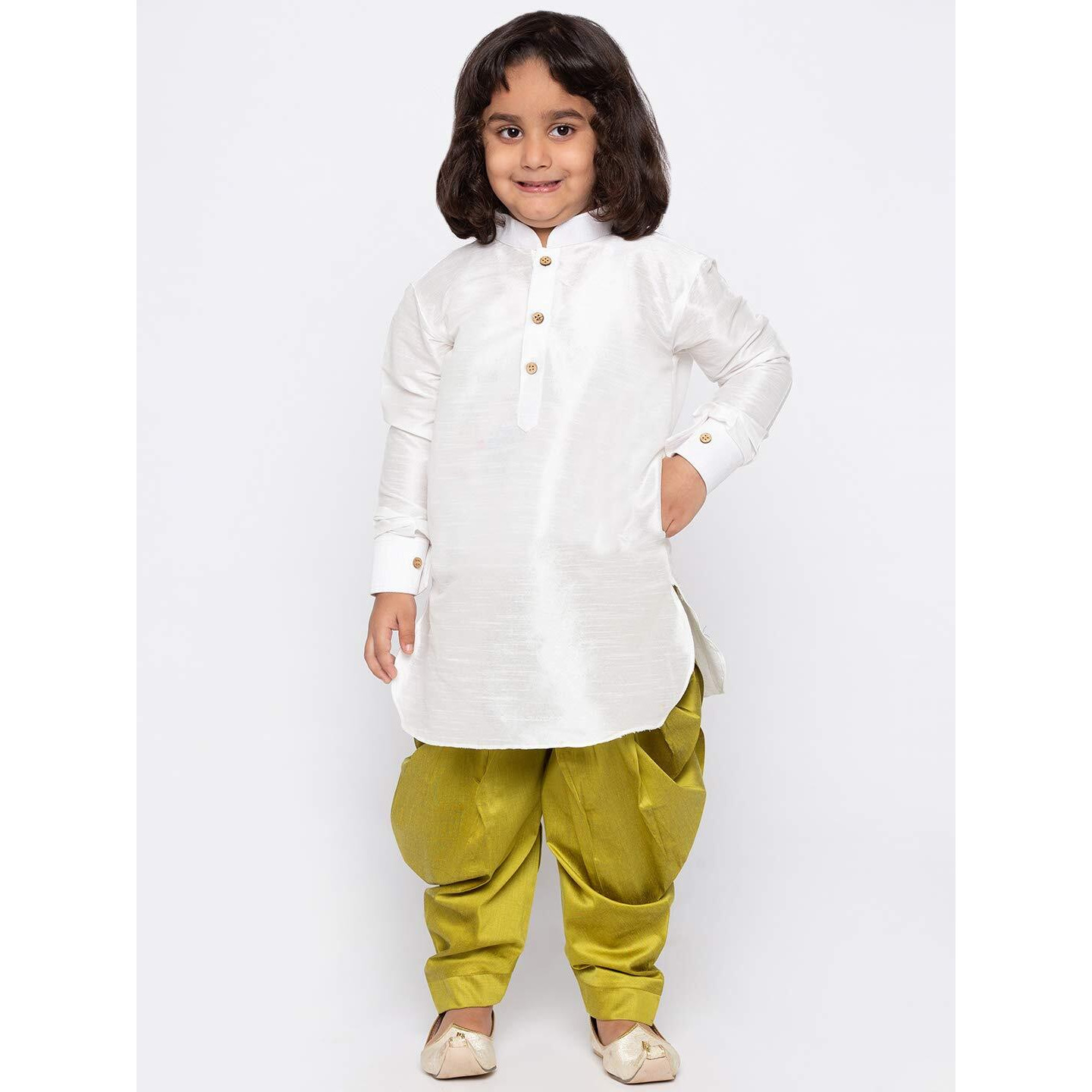 Jbn Creation Boys Silk Blend Kurta And Dhoti Set - Ethnic Elegance For Festivals | Pathani Style Full Sleeves Kurta And Cowl Style Patiala Dhoti Pant Set | Traditional Attire For Kids