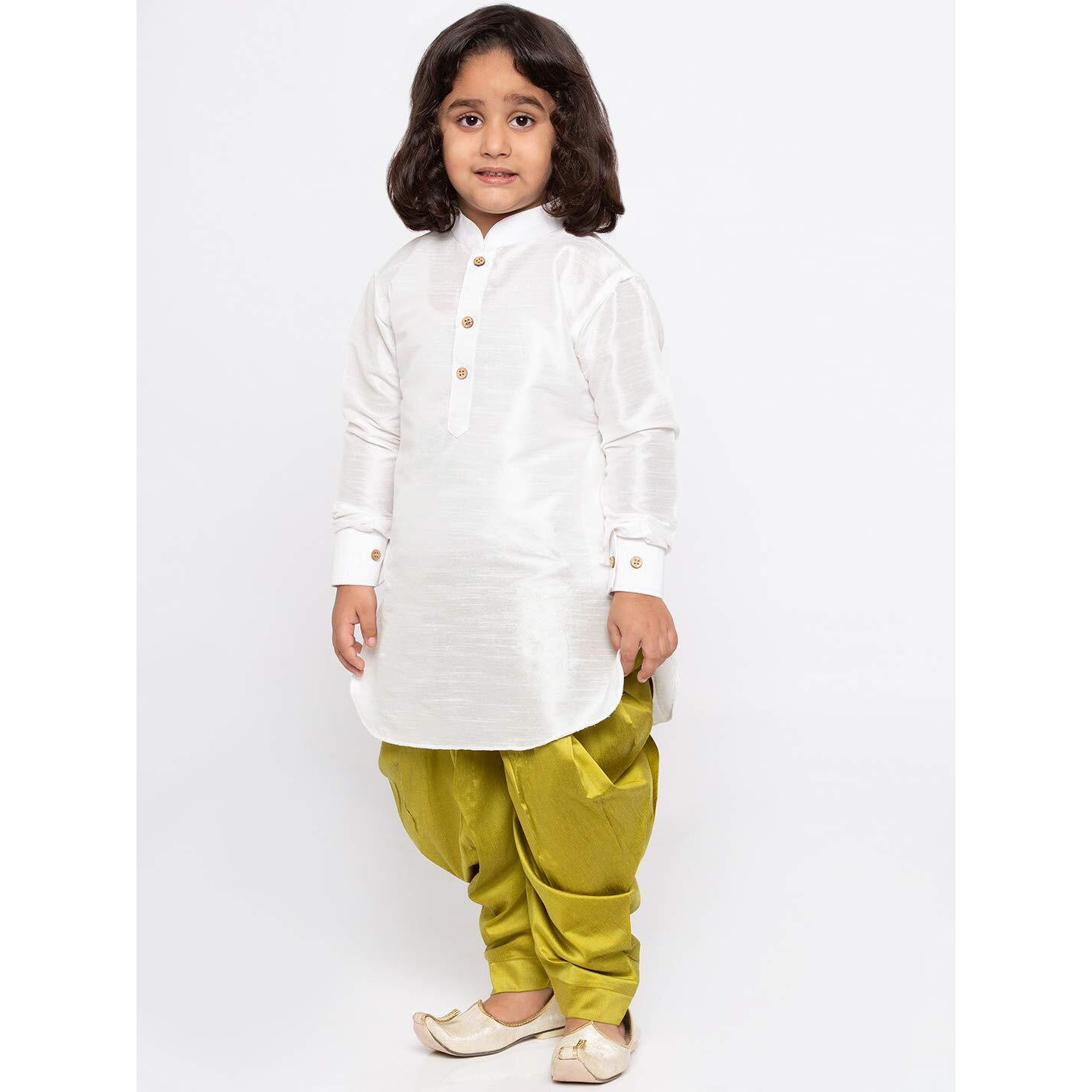Jbn Creation Boys Silk Blend Kurta And Dhoti Set - Ethnic Elegance For Festivals | Pathani Style Full Sleeves Kurta And Cowl Style Patiala Dhoti Pant Set | Traditional Attire For Kids