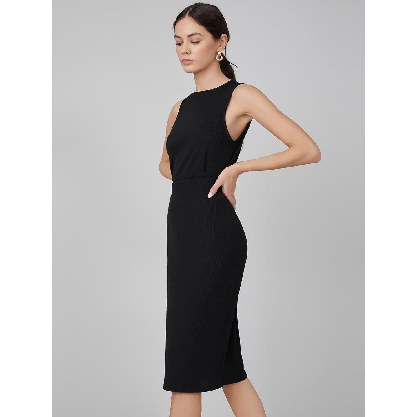 Kotty Women's Solid Bodycon Black Dress