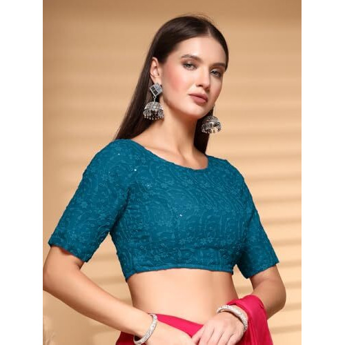 Oomph Readymade Blouse For Women, Brocade, Boat Neck, Rbbl598