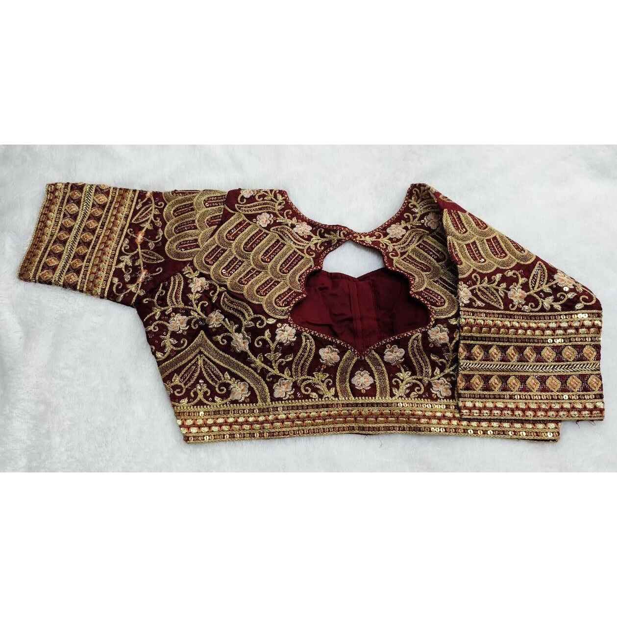 Vihu Fashion Women's Blouse Readymade Blouse Embroidery Multi Coding Gold Thread Indian Ethnic Designer Stitched Women's Readymade Saree Blouse Maroon Color Blouse For Women For Saree Lehenga Choli