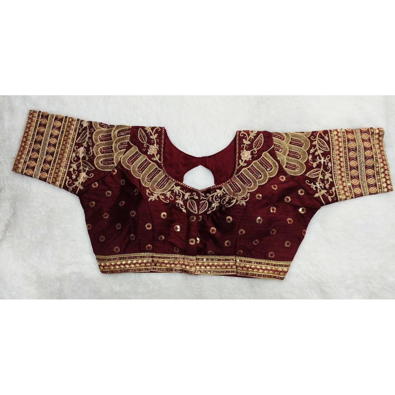 Vihu Fashion Women's Blouse Readymade Blouse Embroidery Multi Coding Gold Thread Indian Ethnic Designer Stitched Women's Readymade Saree Blouse Maroon Color Blouse For Women For Saree Lehenga Choli